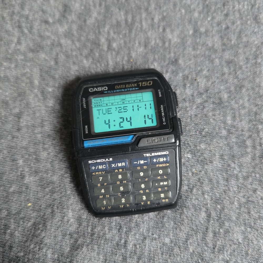 Casio Data Bank 150 Illuminator DBC-150 Digital Calculator Watch Head Black 1477
